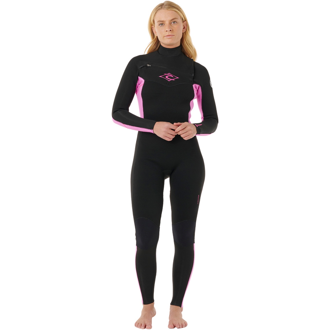 2026 Rip Curl Da Donna Dawn Patrol 3/2mm Chest Zip Muta 161WFS - Black / Pink